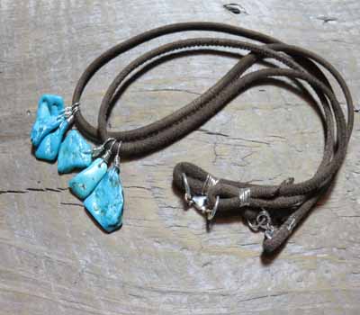 Morenci Turquoise Leather Necklce